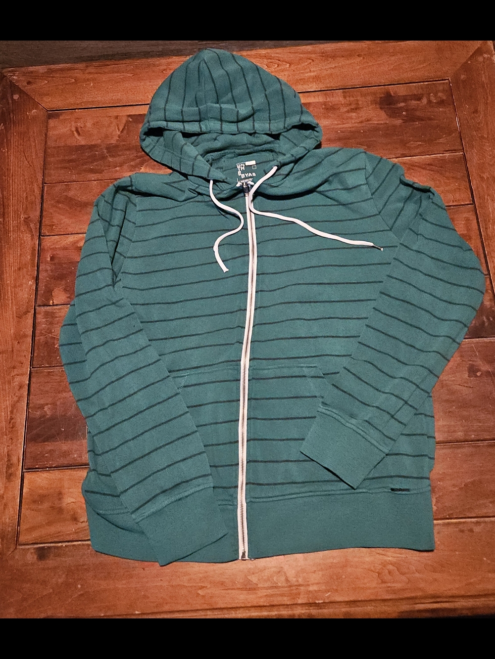 on the byas Green Striped Zip-Up Hoodie Sweater - Men XL